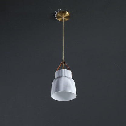 Japanese Light Luxury Ceramic Copper Round Mouth 1-light Pendant Light