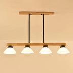 Nordic Solid Wood Cone Glass Shade 3/4 Light Island Light Chandelier BulbSquare
