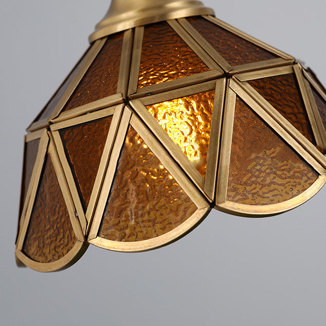 Japanese Vintage Water Pattern Glass Cone 1-light Pendant Light