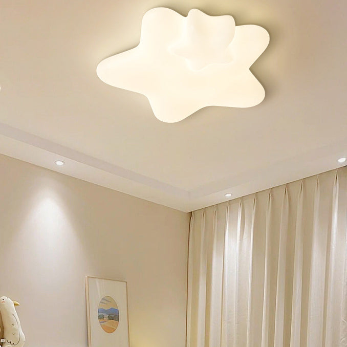 Lumendat Contemporary Creative Kids Star Moon Iron PE LED Flush Mount Ceiling Light For Bedroom Lumendat