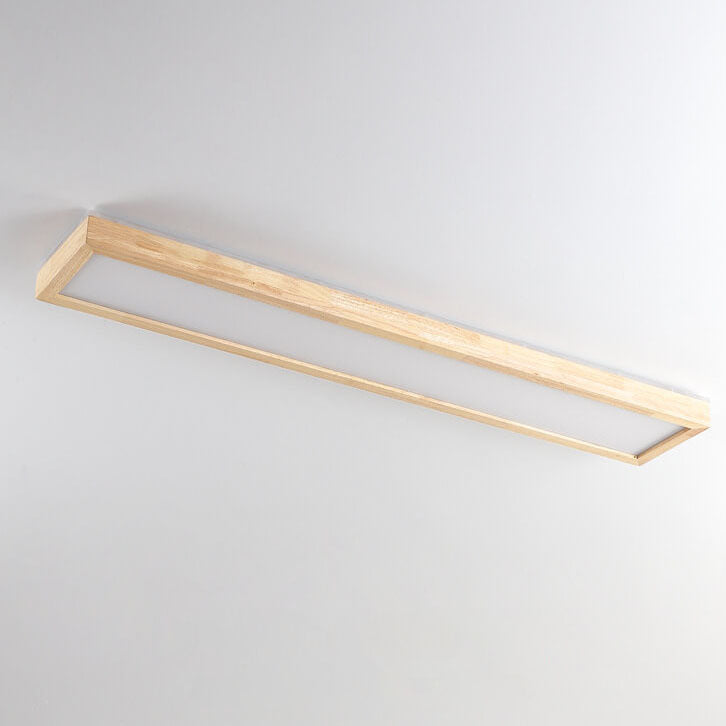 Japanese Minimalist Log Rectangular Walnut LED Flush Mount Ceiling Light BulbSquare