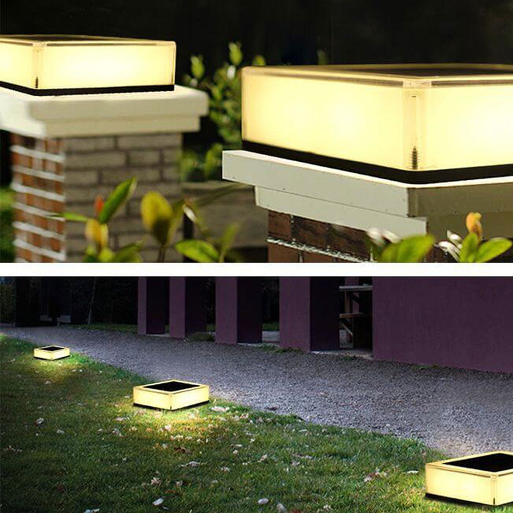 Modern Solar RGB Square Post Head Light Outdoor Garden Landscape Light Lumendat