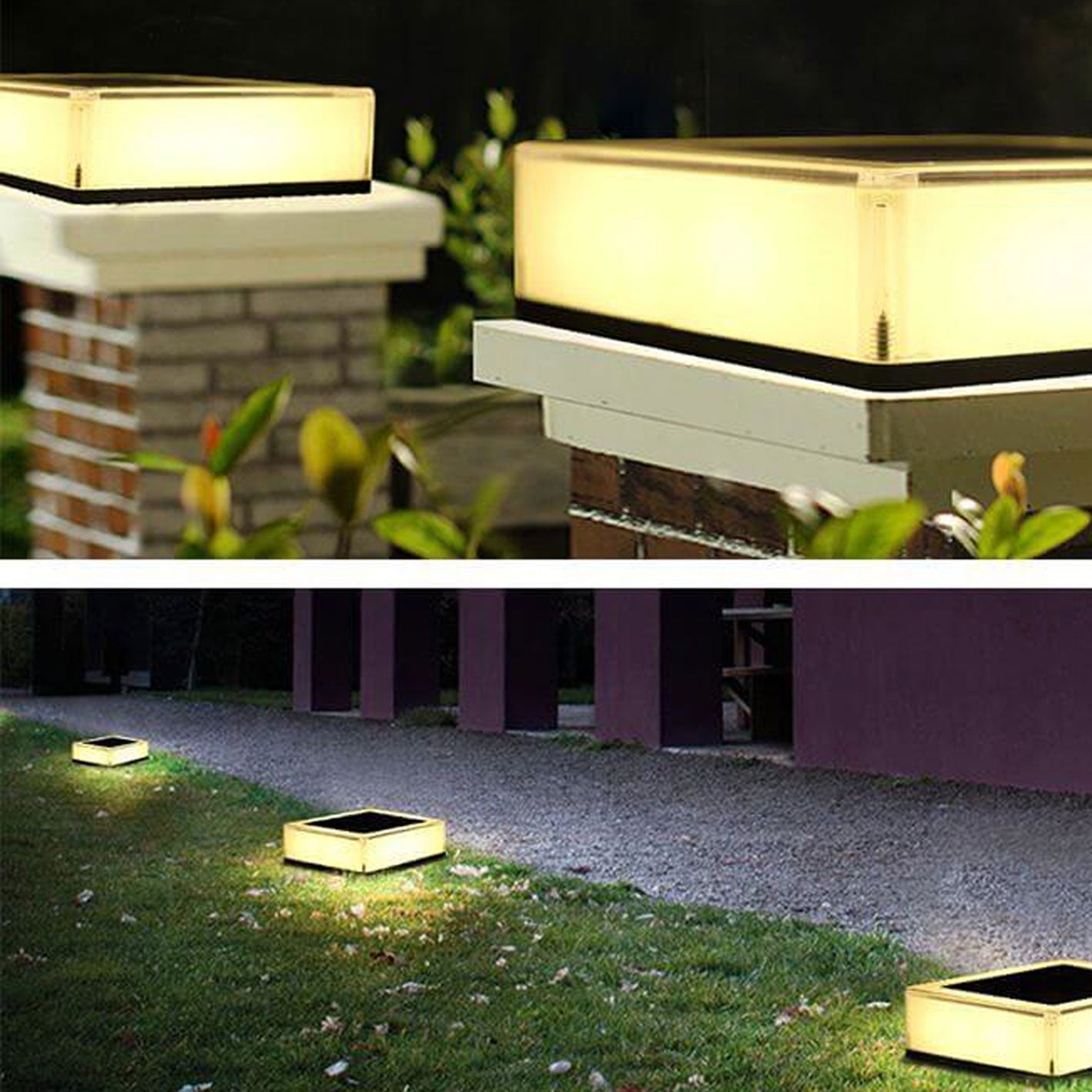 Modern Solar RGB Square Post Head Light Outdoor Garden Landscape Light Lumendat