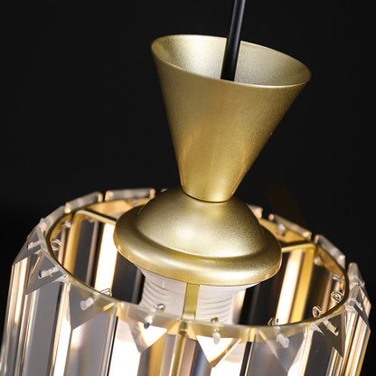 Contemporary Luxury Radiant Prismatic Clear Crystal Shade 1-light Pendant Light for Living Room