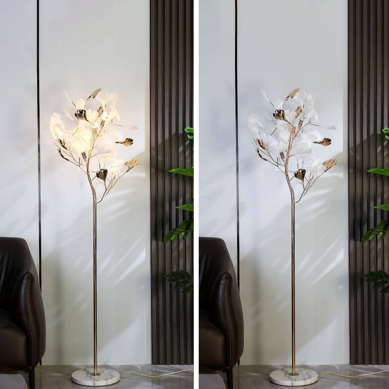 Nordic Romantic Ginkgo Leaf Decorative Acrylic Iron 5-Light Standing Floor Lamp Lumendat
