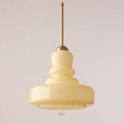 Modern Colorful Glass Gourd Shade 1-Light Pendant Light