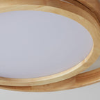 Minimalist Log Wooden Circle Ring LED Flush Mount Ceiling Light BulbSquare