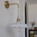 Modern Art Deco Iron Flower Glass Shade 1-Light Wall Sconce Lamp For Bedroom Lumendat