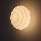 Nordic Cream Wave Round Glass Lampshade 1-Light Wall Sconce Lamp