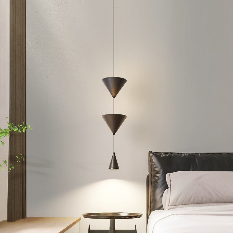 Modern Minimalist Cone Iron Aluminum Acrylic LED Pendant Light for Bedroom
