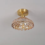 Vintage Brass Glass Dome 1-light Semi-flush Mount Ceiling Light BulbSquare