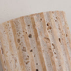Traditional Japanese Striped Beige Travertine Semicircle LED Waterproof Wall Sconce Lamp For Living Room