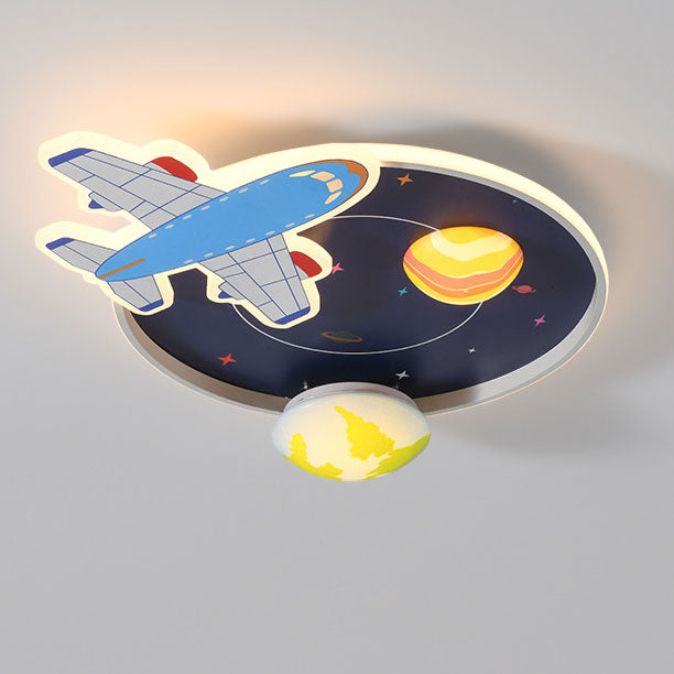Lumendat Cartoon Creative Aircraft Space LED Kids Flush Mount Ceiling Light Lumendat