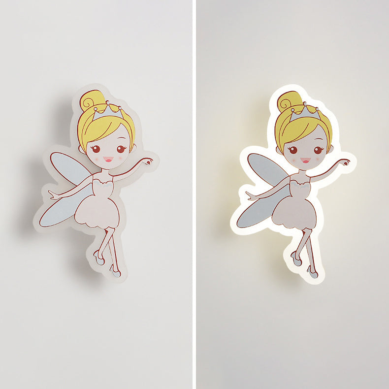 Lumendat Contemporary Creative Acrylic Cartoon Fairy Astronaut Iron LED Kids Wall Sconce Lamp For Bedroom Lumendat