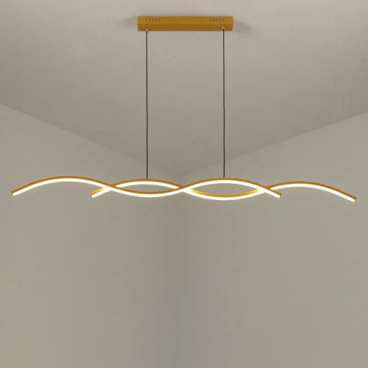 Nordic Minimalist Long Strip Wave Design Island Light LED Chandelier Lumendat