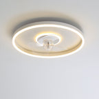 Contemporary Nordic Round Iron Silicone Aluminum Invisible LED Flush Mount Ceiling Fan Light For Living Room & Bedroom Lumendat