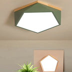 Contemporary Scandinavian Iron Acrylic Polygon LED Flush Mount Ceiling Light for Bedroom