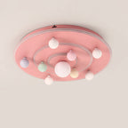 Contemporary Creative Kids Round Planet Iron Acrylic LED Flush Mount Ceiling Light for Bedroom
