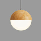 Japanese Wood Grain Round Oval Iron 1-light Pendant Light BulbSquare