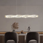 Modern Simplicity Stainless Steel Crystal Strip LED Island Light Pendant Light for Dining Room BulbSquare