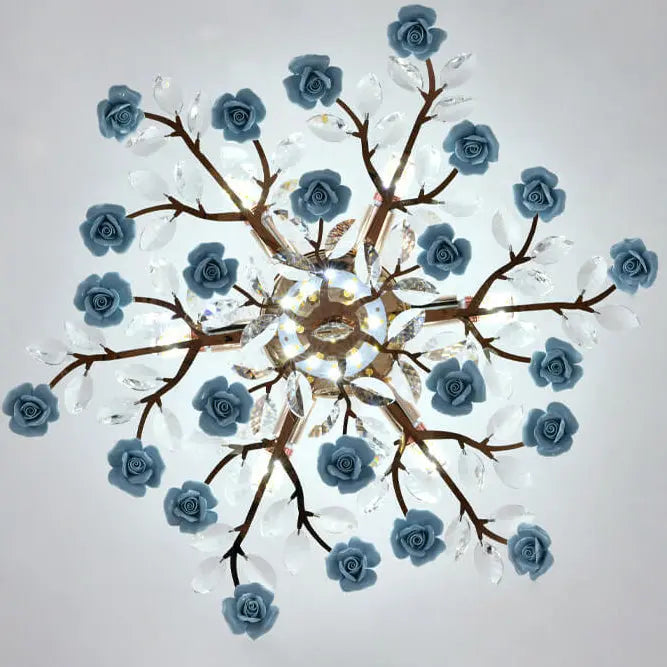 Modern Luxury Rose Iron Ceramic Crystal 6/7/8 Light Chandelier Lumendat
