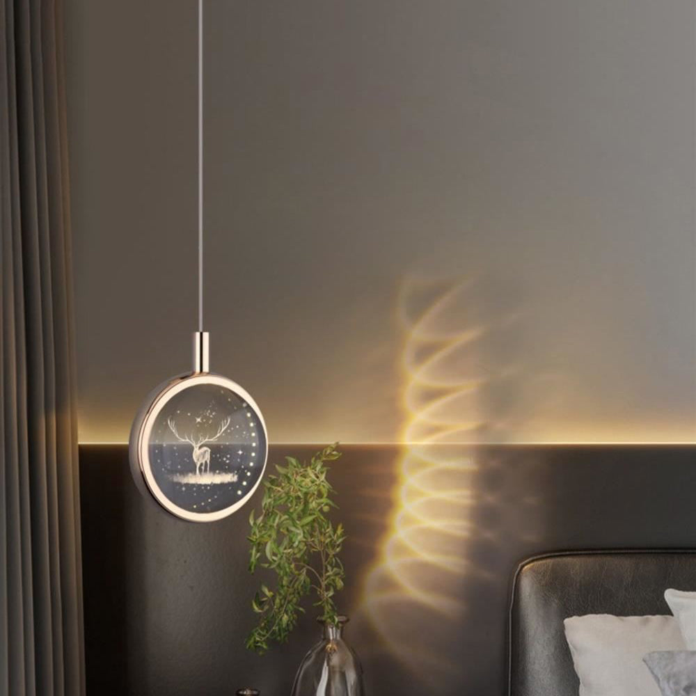 Modern Minimalist Round Ball Aluminum Crystal LED Pendant Light for Bedroom BulbSquare