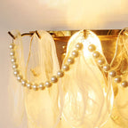 French Light Luxury Glass Shell Pearl 2-Light Wall Sconce Lamp