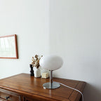 Nordic Vintage Cream Round Glass 1-Light Table Lamp Lumendat
