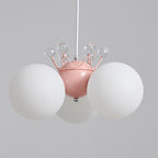 Lumendat Contemporary Creative Cream Hardware Crystal Decor PE Round Shade 3-Light Kids Chandelier For Living Room Lumendat