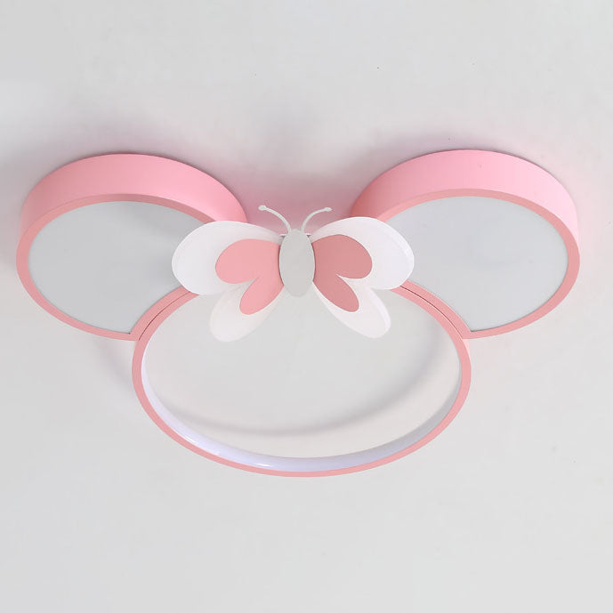 Lumendat Modern Creative Minimalist Wrought Iron Cartoon Mouse LED Flush Mount Ceiling Light Lumendat
