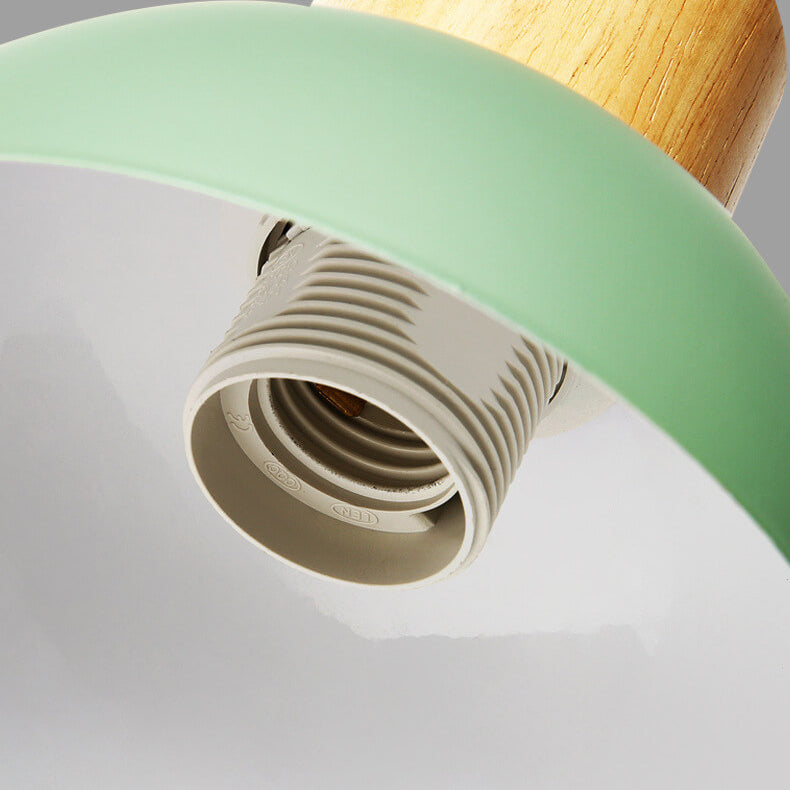 Modern Classic Macaron Solid Color Wood Iron 1-Light Wall Sconce Lamp Lumendat