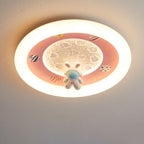 Lumendat Modern Art Deco Kids Iron Resin Acrylic Round Moon Astronaut LED Flush Mount Ceiling Light For Bedroom Lumendat