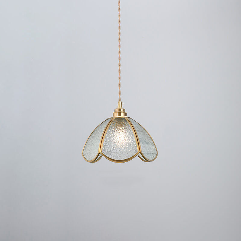Japanese Vintage Brass Stained Glass Cone 1-light Pendant Light BulbSquare