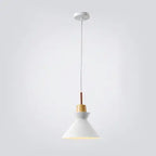 Contemporary Nordic Oak Wood Iron Bell Cone Dome 1-light Pendant Light for Living Room Lumendat