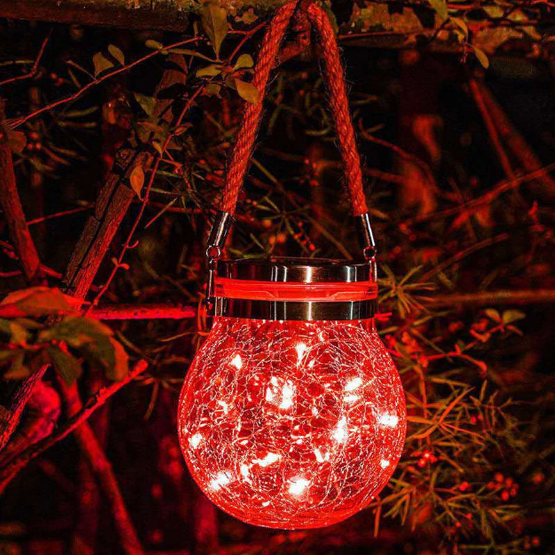 Cracked Glass Jar Waterproof Solar Copper Wire LED Outdoor Garden Landscape Light Lumendat