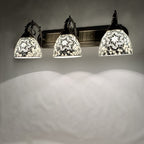 Tiffany Mediterranean Horn Stained Glass 3-Light Bathroom Vanity Mirror Front Wall Sconce Lamp Lumendat