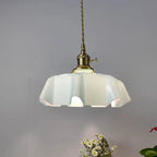 Traditional Japanese Cream Petal Glass Iron 1-light Pendant Light for Dining Room BulbSquare