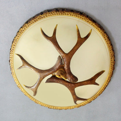Vintage Industrial Antler Resin Glass Round 2/3/5 Light Flush Mount Ceiling Light