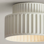 Contemporary Nordic Cream Style Hand Sculpted Stripes Resin Round 1-Light Flush Mount Ceiling Light For Entryway Lumendat