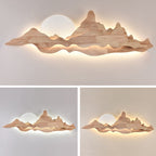 Modern Art Deco Round Mountain Shaped Wood Acrylic LED Wall Sconce Lamp For Living Room Lumendat