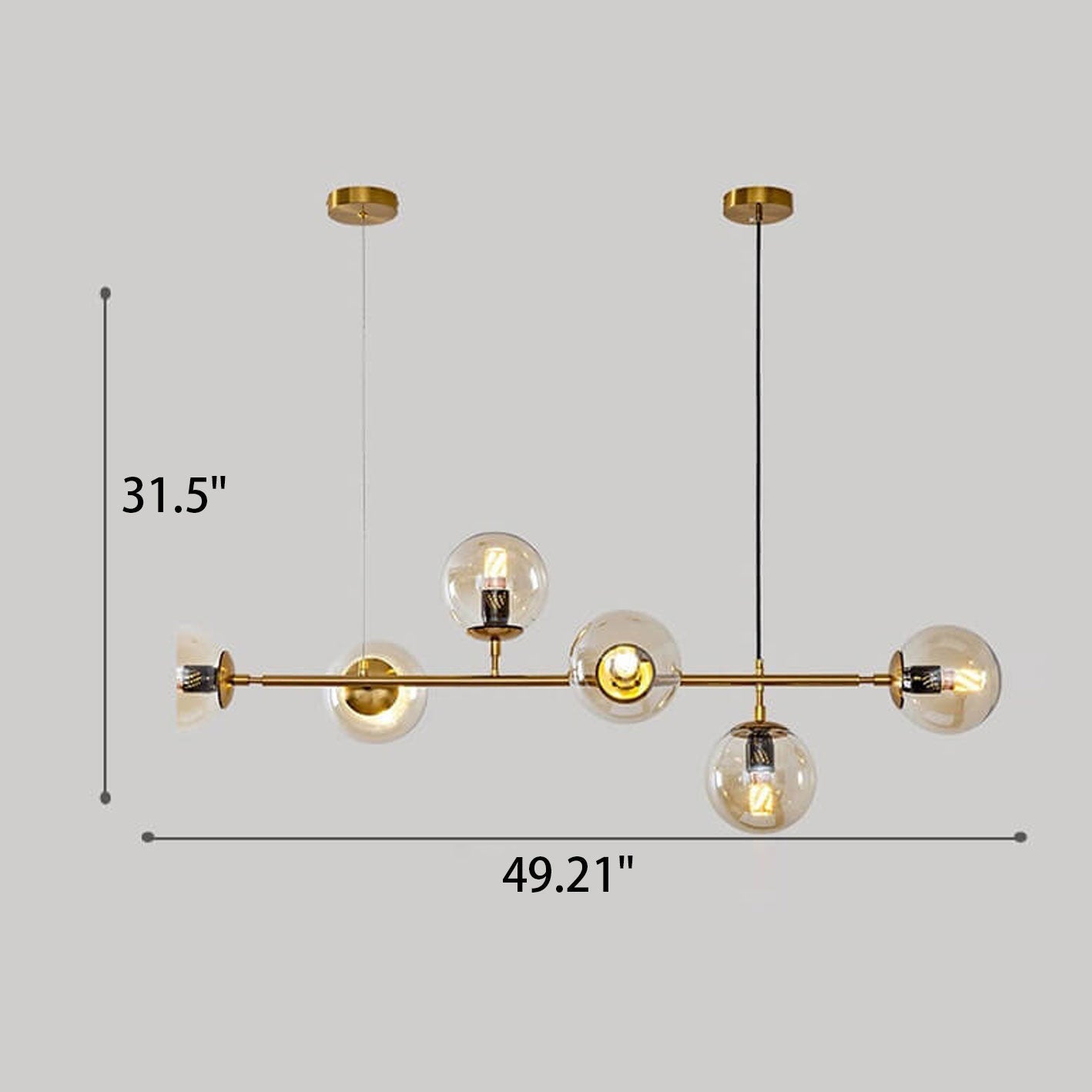 Modern Minimalist Long Glass Round Globe Island Light 6-light Chandelier BulbSquare