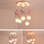 Lumendat Modern Art Deco Kids Iron Resin Glass Round Base Ball Horse 1/3/5 Light Flush Mount Ceiling Light For Bedroom Lumendat