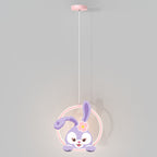 Lumendat Contemporary Creative Kids Iron Aluminum Acrylic Circle StellaLou Rabbit LED Pendant Light For Bedroom Lumendat