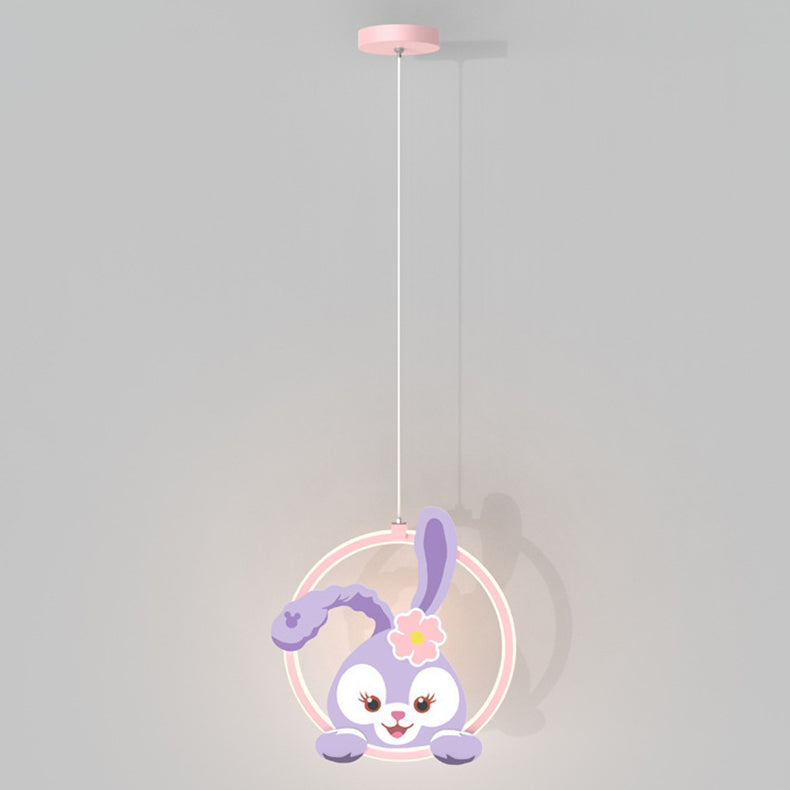 Lumendat Contemporary Creative Kids Iron Aluminum Acrylic Circle StellaLou Rabbit LED Pendant Light For Bedroom Lumendat