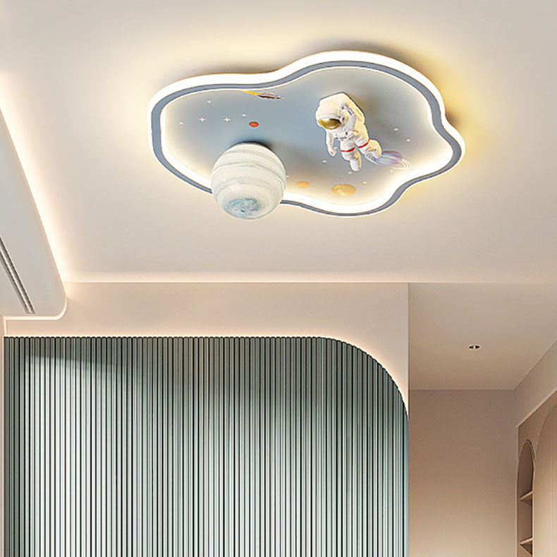Lumendat Contemporary Creative Cartoon Planet Spaceman Acrylic LED Kids Flush Mount Ceiling Light For Living Room Lumendat
