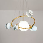 Lumendat Nordic Creative Glass Planet Plating Ring 7-Light Kids Chandelier Lumendat
