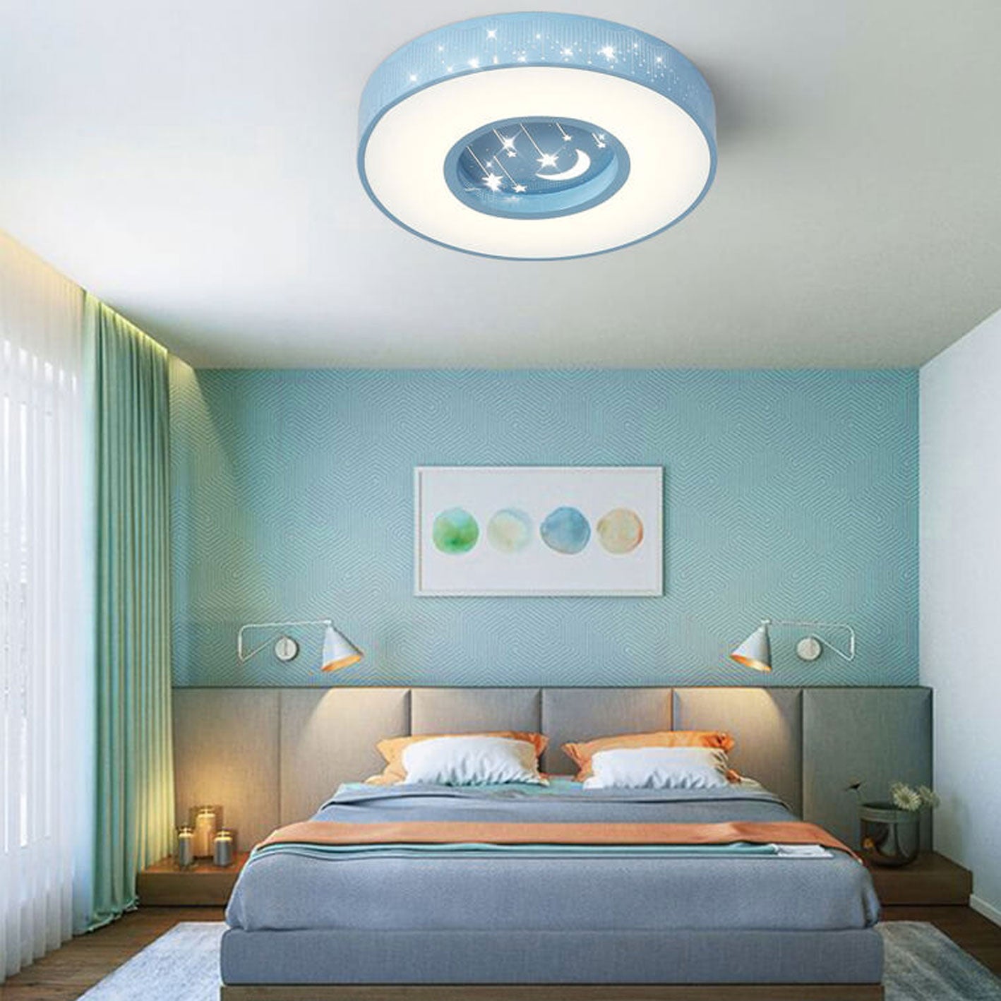 Lumendat Modern Minimalist Starry Sky Round Children's LED Flush Mount Ceiling Light Lumendat