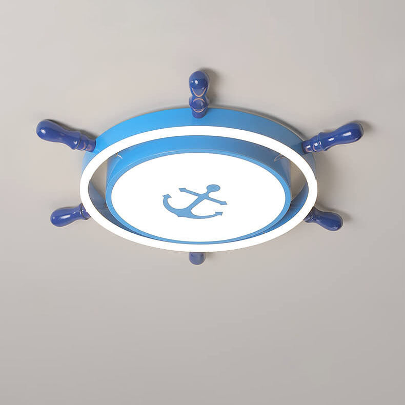 Lumendat Modern Children's Pirate Ship Rudder Iron Acrylic LED Flush Mount Ceiling Light Lumendat