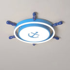 Lumendat Modern Children's Pirate Ship Rudder Iron Acrylic LED Flush Mount Ceiling Light Lumendat