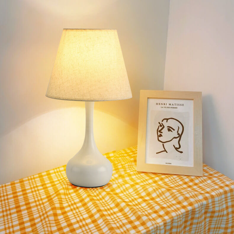 Nordic Vintage Pure Black White Iron Fabric 1-Light Table Lamp Lumendat